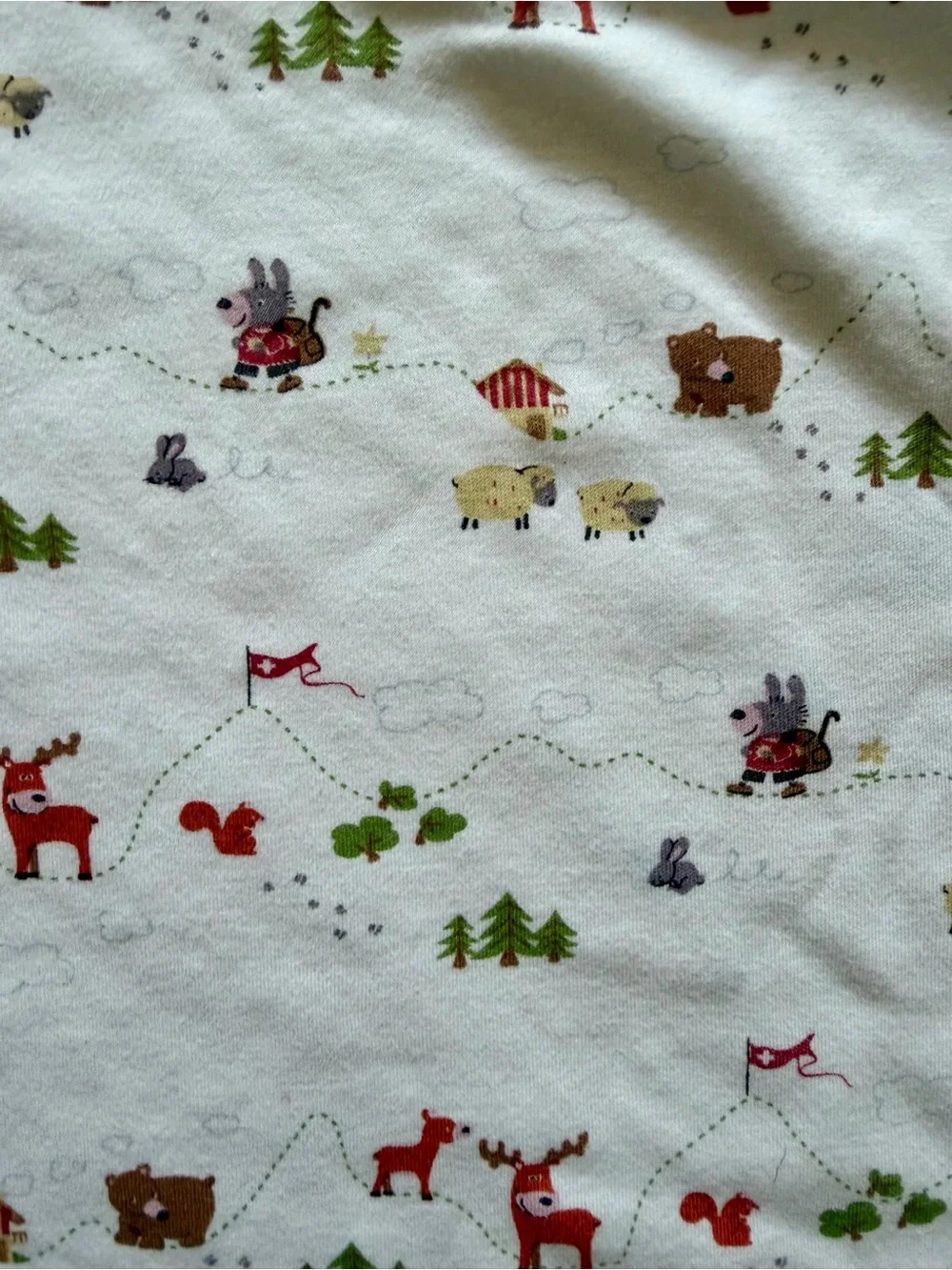 Kissy Kissy Reversible 100% Pima Cotton Baby Blanket | Woodland Print